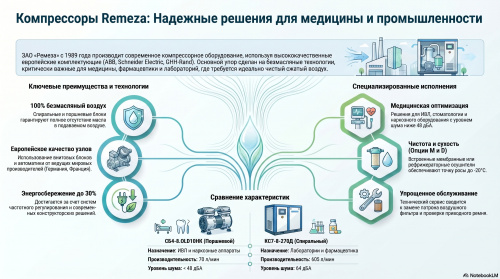 Спиральный компрессор Ремеза КС7-10М на ресивере 270 с осушителем характеристики ✔️ описание фото 2